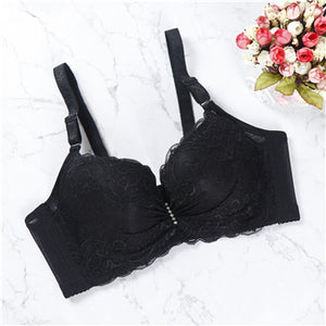 2018 lace bra push up bra CDE cup plus size women underwear wire brassiere skin black winered lingerie