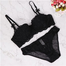 Load image into Gallery viewer, 2019 lace women's underwear push up female bra and brief sets half cup beautiful lolita plus size brassiere panties set