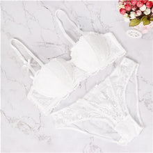 Load image into Gallery viewer, 2019 lace women&#39;s underwear push up female bra and brief sets half cup beautiful lolita plus size brassiere panties set